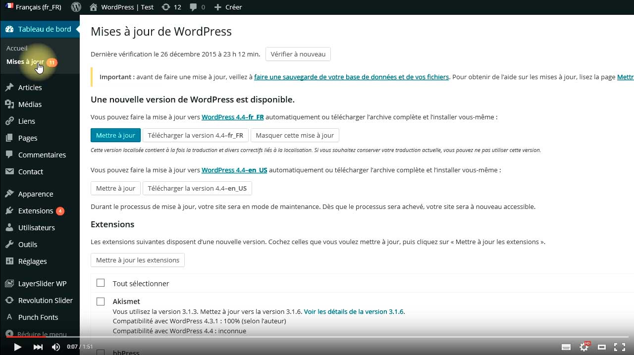 Mise à jour automatique de WordPress