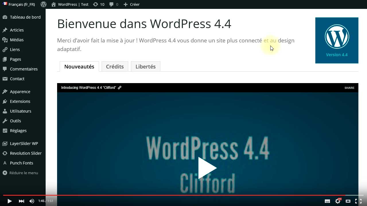 Mise à jour automatique WordPress effectuée