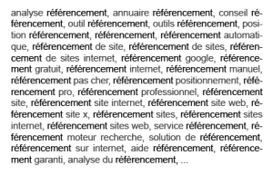 Exemple de Keyword stuffing pour se positionner sur « référencement »