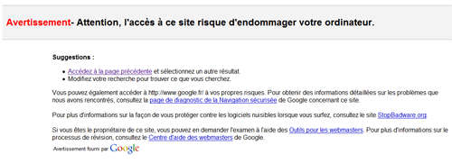 Avertissement de Google