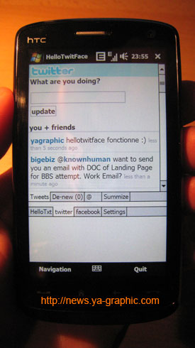 HelloTwitFace : interface Twitter sur mobile