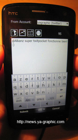 PockeTwit : Twitter pour mobiles, édition de texte