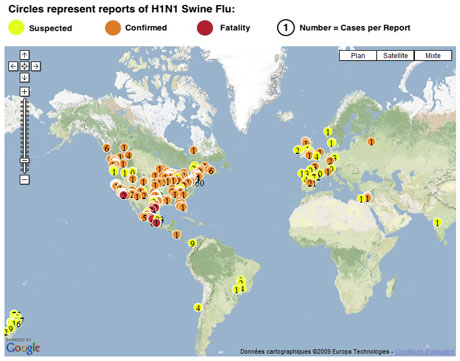 La propagation de la grippe mexicaine dans le monde