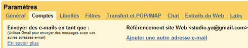 Onglet Comptes Gmail Onglet « Comptes » de Gmail