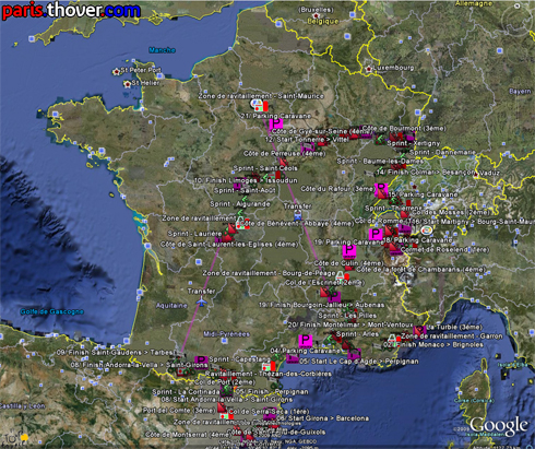 Le parcours du Tour de France sur Google Earth 5.0