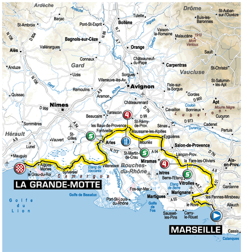 Parcours Tour de France Marseille - La Grande-Motte