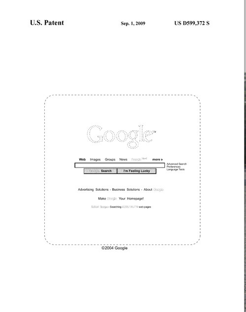 Le modèle de page d'accueil breveté par Google