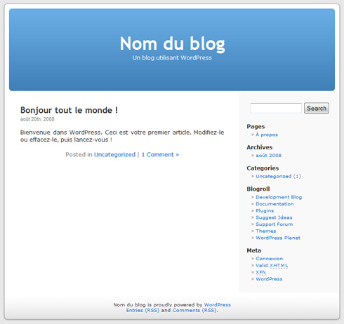 Votre blog WordPress est en ligne.