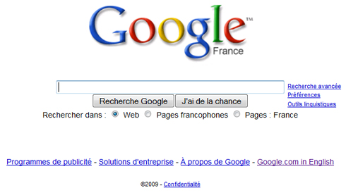 Page d'accueil de Google [Fr]