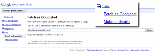 Dans Google Webmaster Tools - Fetch, le robot de Google