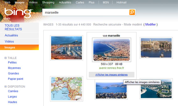 Recherche d'images similaires avec Bing