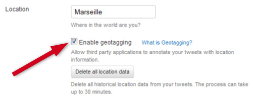 Geotagging dans Twitter
