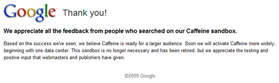 Google Caffeine - www2.sandbox.google.com