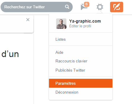 Dans les paramètres de Twitter
