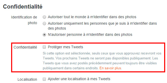 Protéger mes tweets - Confidentialité Twitter