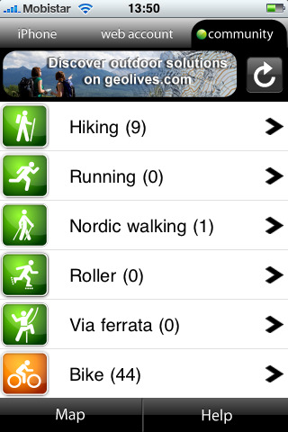 Application iPhone GeoLives