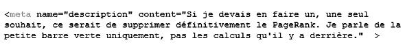 Meta description dans le code source