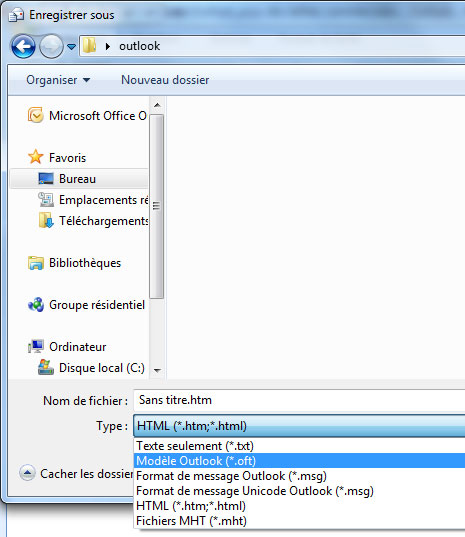 Enregistrez votre modèle d'email Outlook