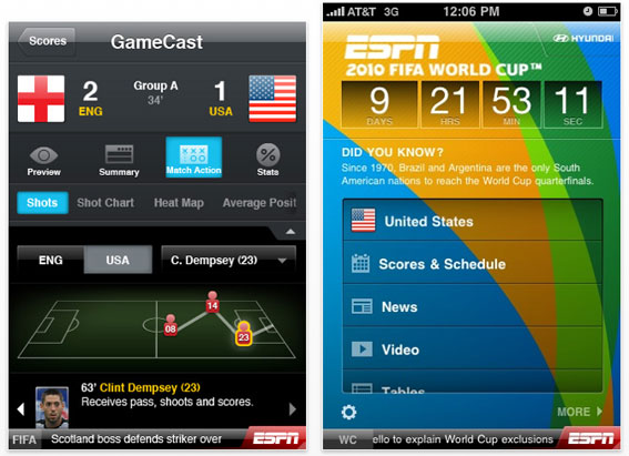 application iphone mondial 2010 foot ESPN 2010 FIFA World Cup