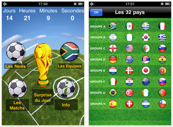 application iphone coupe du monde 2010