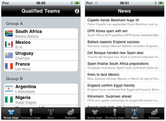 application iPhone iWorldCup