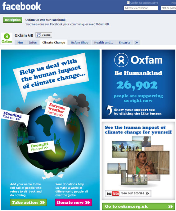 Page Facebook Oxfam GB