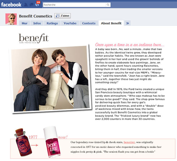 Page Facebook Benefit Cosmetics