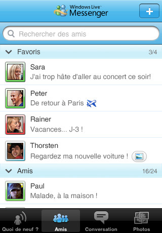 Windows Live Messenger application gratuite pour iPhone