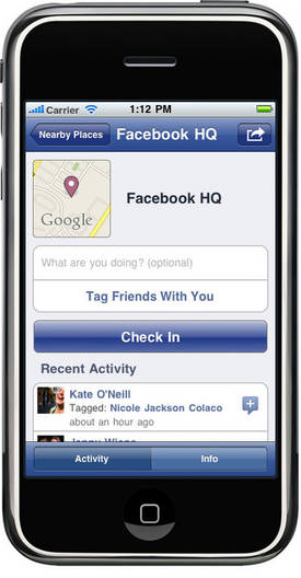 Facebook Places sur iPhone