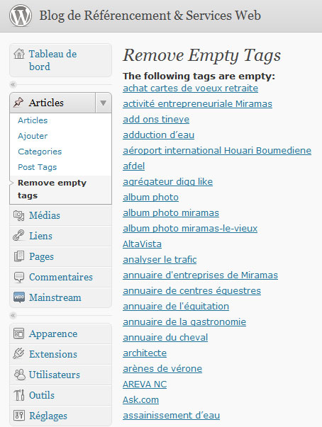 Extension WordPress "remove empty tags"