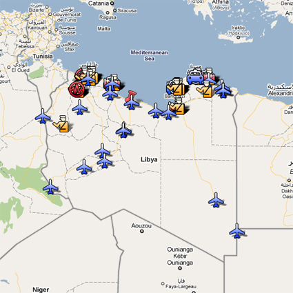manifestations en Libye sur Google Maps