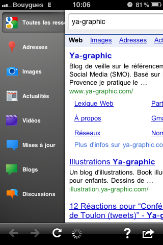 Google Search app pour iPhone