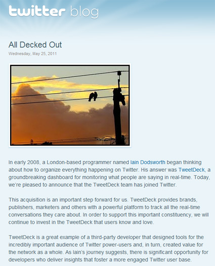 Officiel : Twitter annonce le rachat de TweetDeck