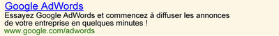 Résultats de recherche Google, lien sponsorisé Google AdWords