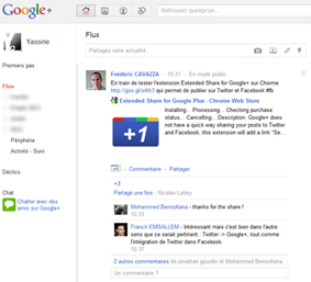 Interface du projet Google+