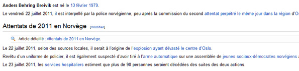 Anders Behring Breivik sur Wikipédia