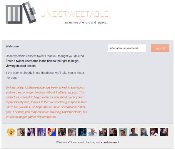 Les tweets supprimés sur Undetweetable