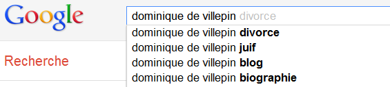 Dominique de Villepin - Suggestion de la recherche Google