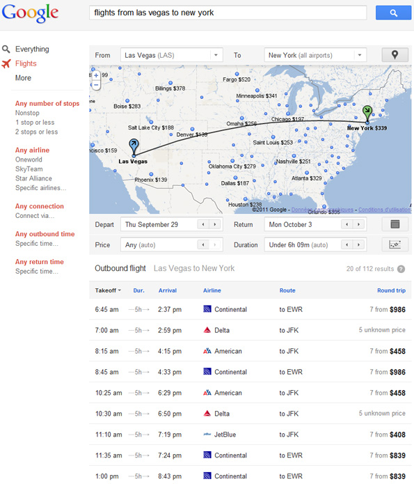 Google Flight Search, le comparateur de vols de Google