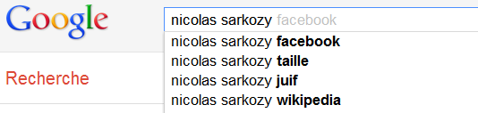 Nicolas Sarkozy - Suggestions de recherche de Google 