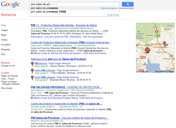 Résultats de recherche de Google "PMI Salon de Provence"
