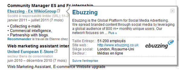 Profil employé - Page entreprise LinkedIn