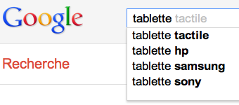 Suggestions de Google pour les tablettes tactiles