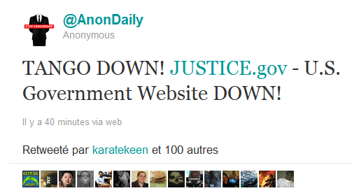 Le tweet d'Anonymous