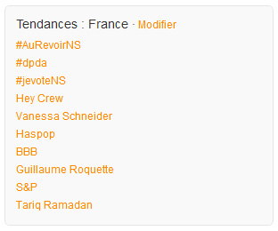 #aurevoirNS le hashtag au top des tendances de Twitter