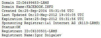 WHOIS de Facebook.info