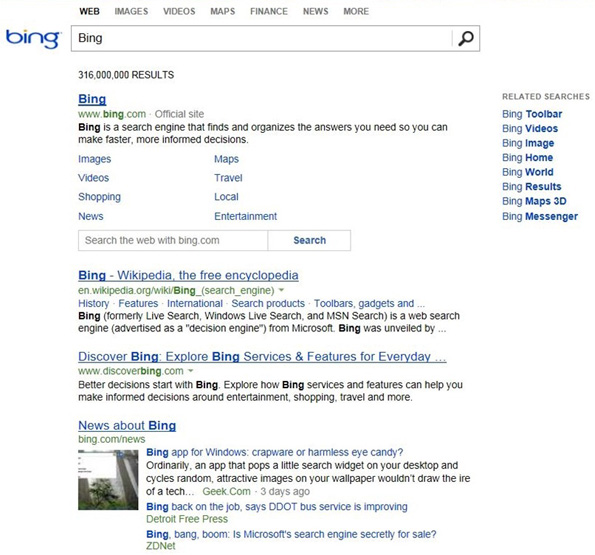 Bing: Nouveau design minimaliste