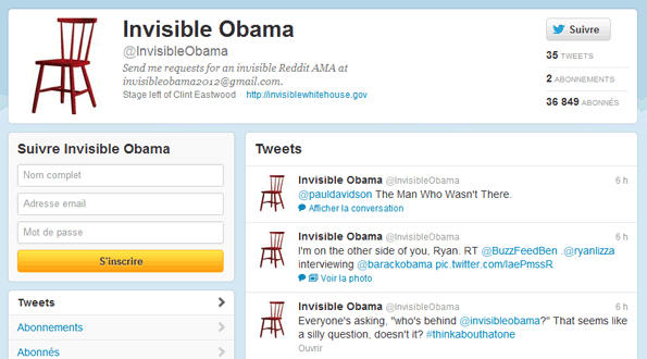 Clint Eastwood moqué. Un compte Twitter créé: @InvisibleObama