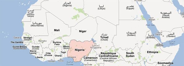 Le Nigeria dans Google Maps