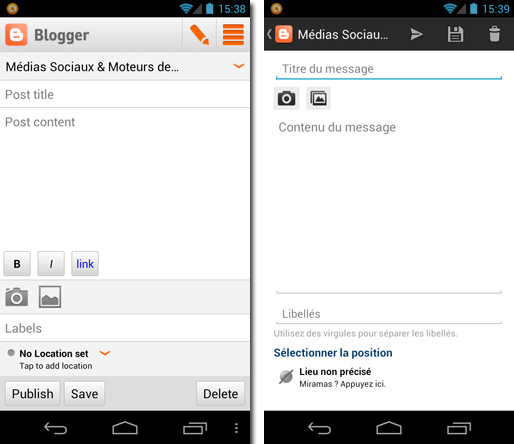 Application Android Blogger